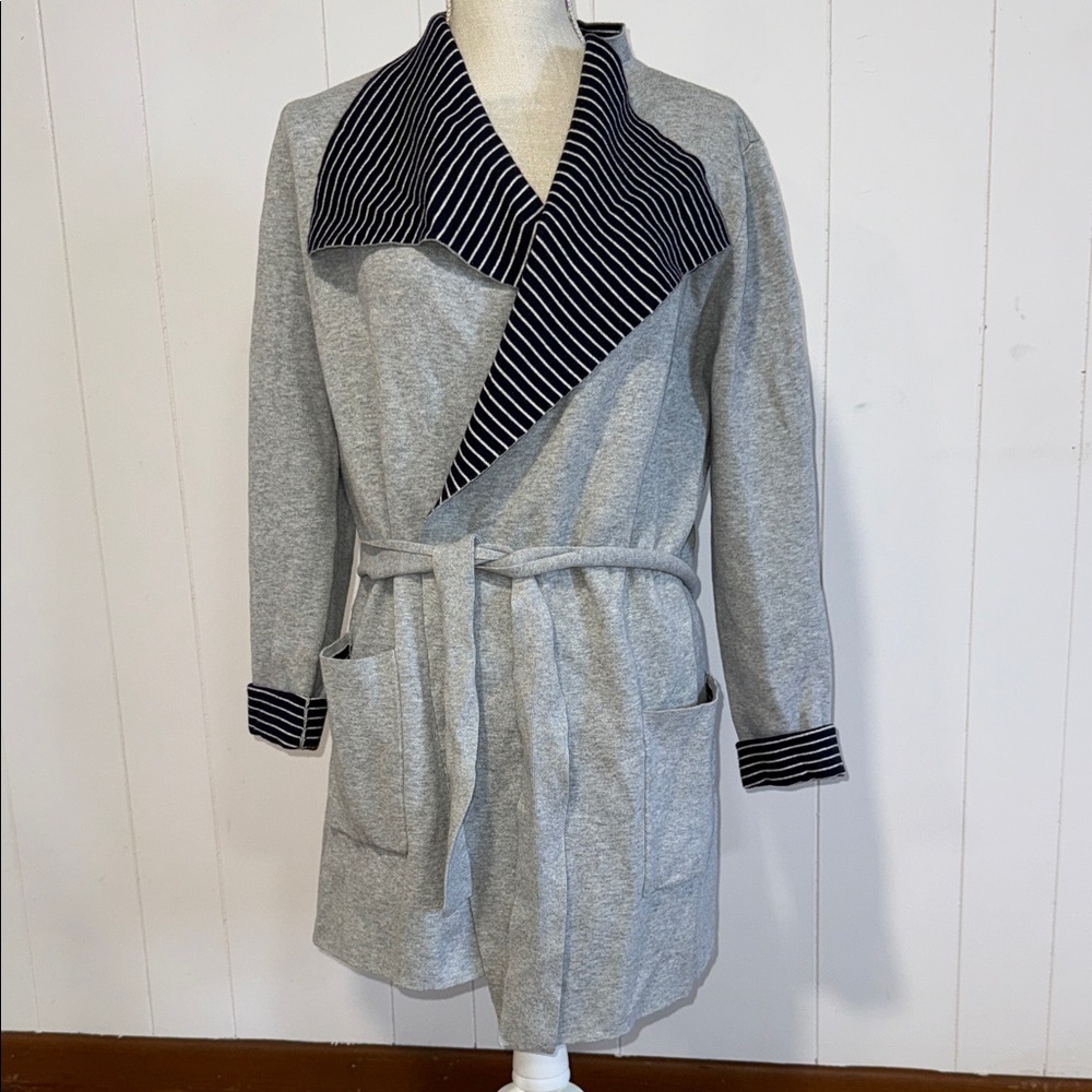 LOFT Gray Striped Collar Blazer